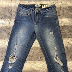 Distressed Blue Jeans